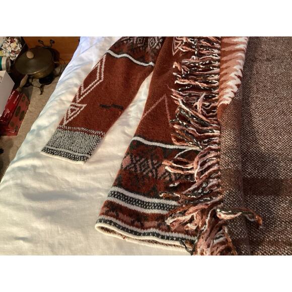 NEW DOE & RAE SOFT WARM AZTEC SWEATER CARDIGAN - OPEN FIT & stretchy‎ Sz- L - Picture 4 of 7